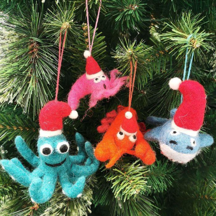 Felt So Good Handmade Felt Festive Prawn Hanging Christmas Decoration