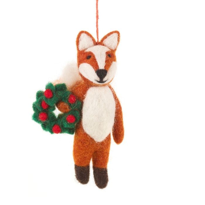 felt so good Handmade Felt Finley the Festive Fox Hanging Decoration