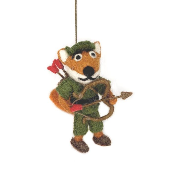Felt So Good Handmade Felt Fox Robin Hood Hanging Decoration