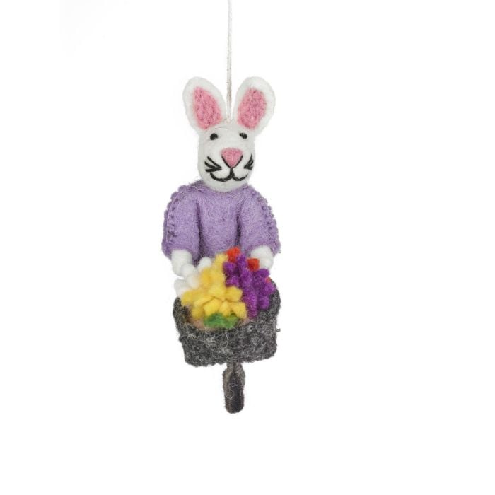 Felt So Good Handmade Felt Francesca The Floral Bunny Easter Hanging Decoration