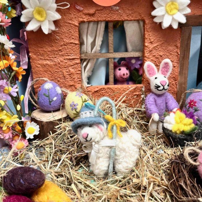 Felt So Good Handmade Felt Francesca The Floral Bunny Easter Hanging Decoration