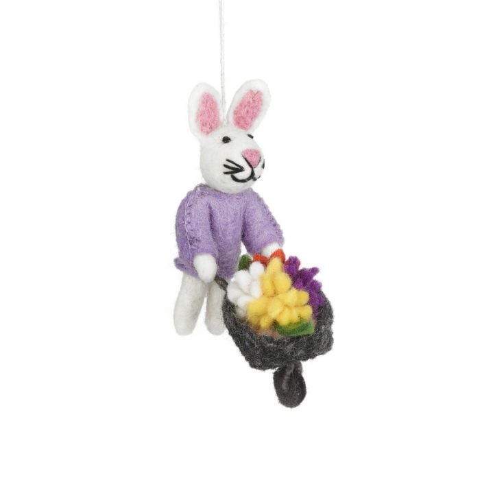 felt so good Handmade Felt Francesca the Floral Bunny Easter Hanging Decoration