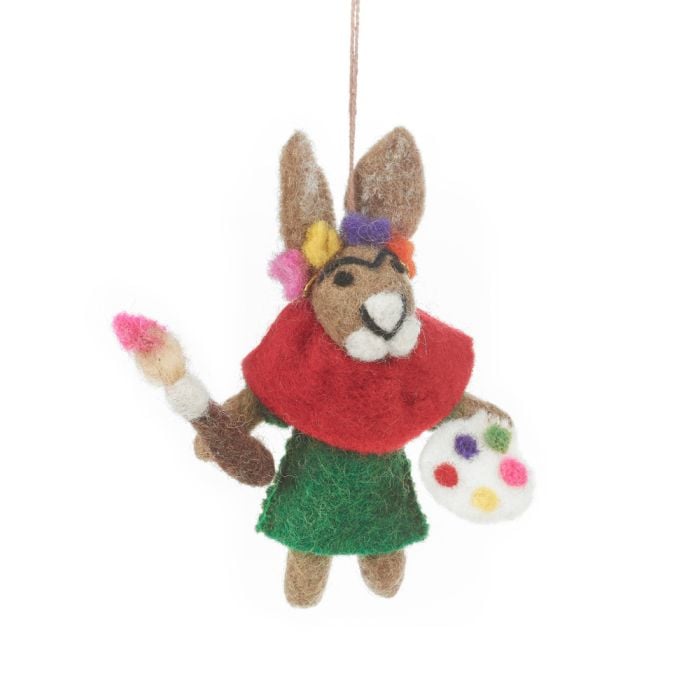 felt so good Handmade Felt Frida Kahlo Hare Hanging Decoration