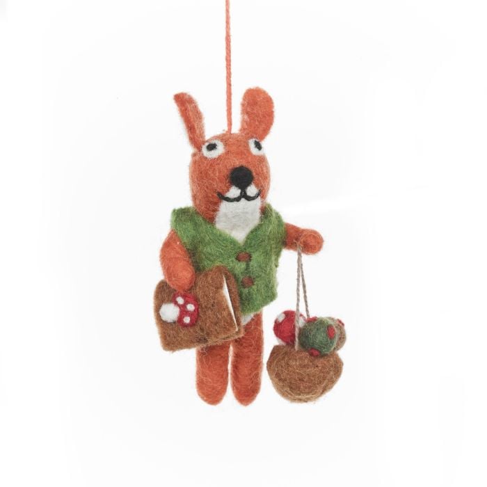 felt so good Handmade Felt Fungi Forager Squirrel Hanging Decoration