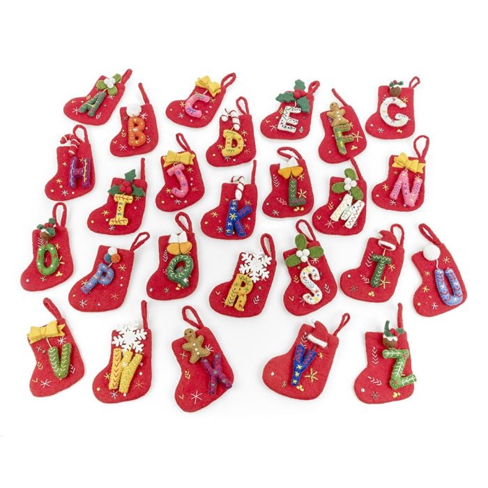 felt so good Handmade Felt Funky Mini Alphabet Stockings