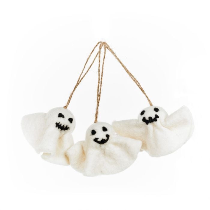 felt so good Handmade Felt Ghastly Ghosts (Set of 3) Hanging Halloween Decorations