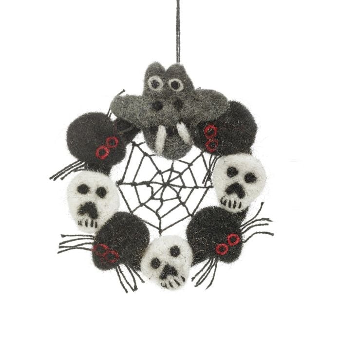 felt so good Handmade Felt Ghoulish Mini Wreath Hanging Halloween Decoration