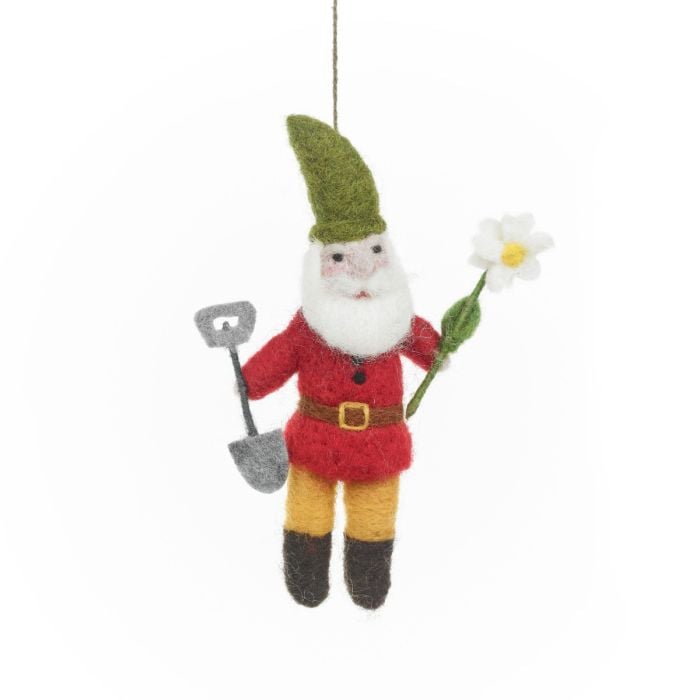 felt so good Handmade Felt Gilbert the Garden Gnome Hanging Decoration