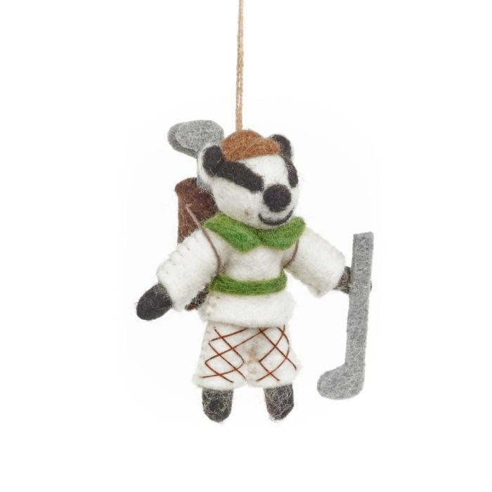 felt so good Handmade Felt Golfing Badger Hanging Decoration
