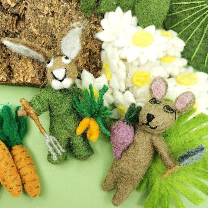 Felt So Good Handmade Felt Gordon The Gardening Hare Hanging Decoration