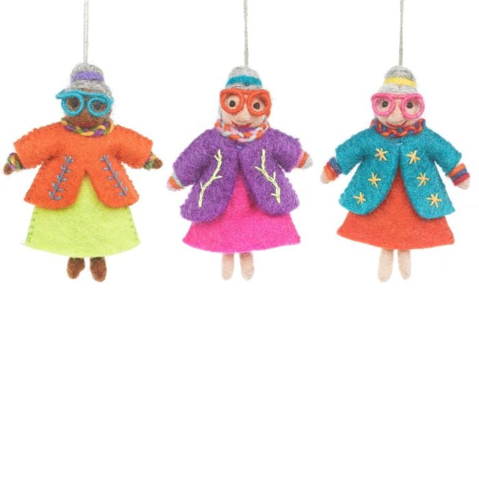 felt so good Handmade Felt Groovy Grannies Hanging Decoration