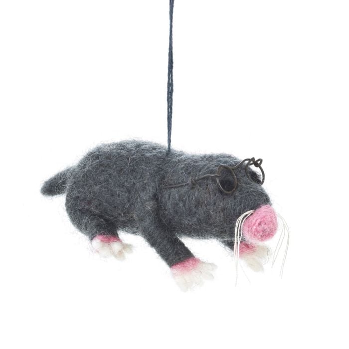 felt so good Handmade Felt Hanging Biodegradable Mole with Specs Decoration