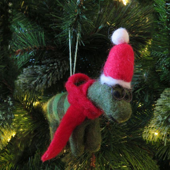Felt So Good Handmade Felt Hanging Christmas Dinosaur With Specs Tree Decoration
