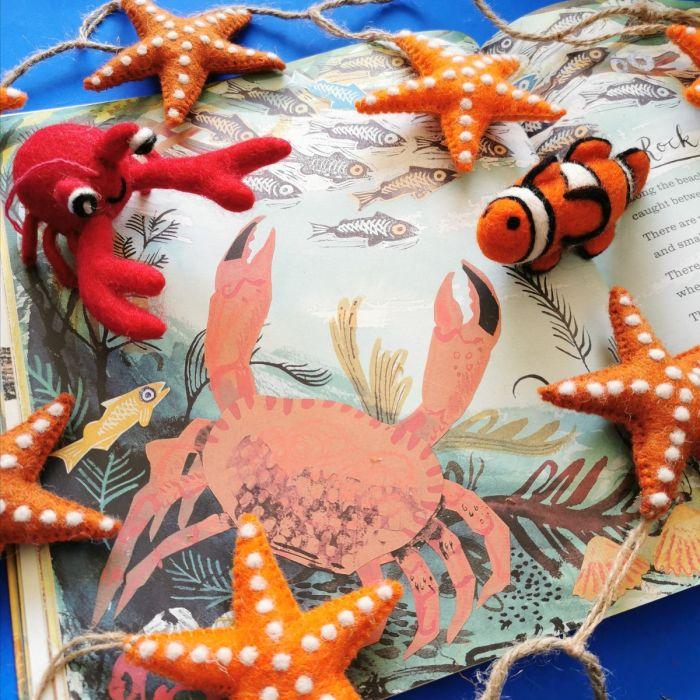 Felt So Good Handmade Felt Hanging Sebastian Crab Biodegradable Felt Decoration