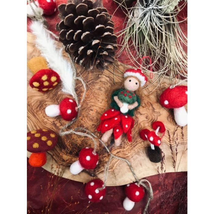 Felt So Good Handmade Felt Hanging Toadstools Set Of 3 Autumnal Woodland Decorations