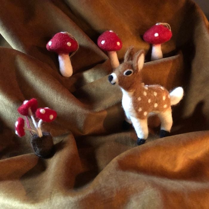 Felt So Good Handmade Felt Hanging Toadstools Set Of 3 Autumnal Woodland Decorations