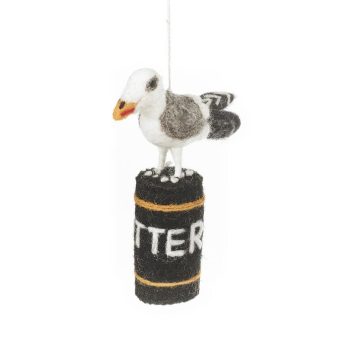 Felt So Good Handmade Felt Hangry Seagull Hanging Seaside British Decoration