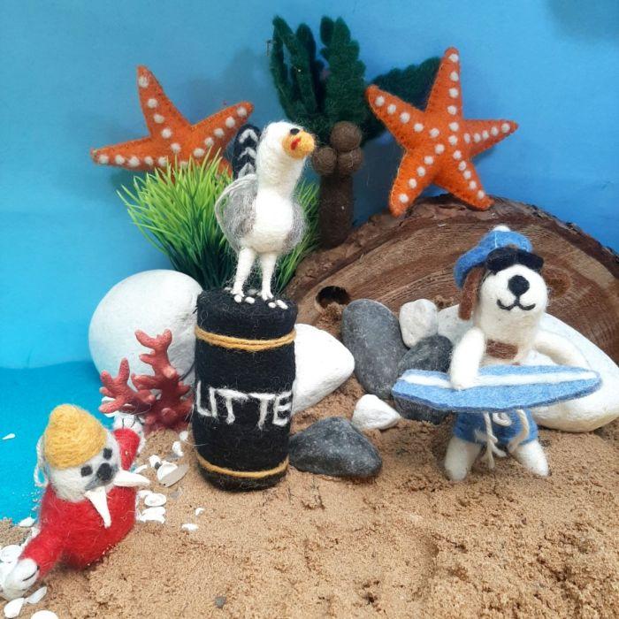 Felt So Good Handmade Felt Hangry Seagull Hanging Seaside British Decoration