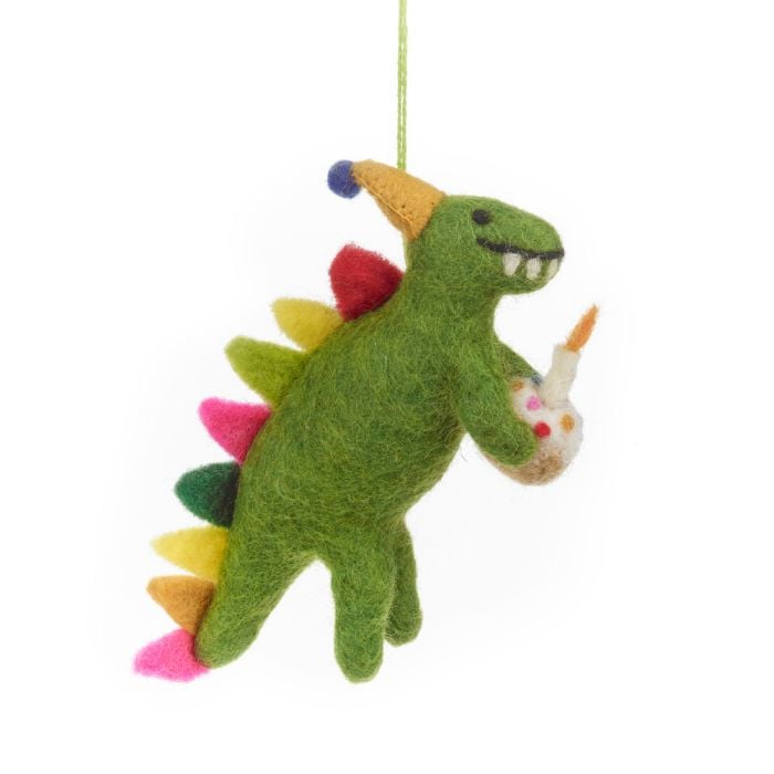 Felt So Good Handmade Felt Happy Birthday Dino Hanging Present Party Decoration