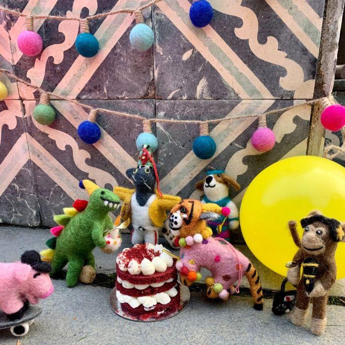 Felt So Good Handmade Felt Happy Birthday Dino Hanging Present Party Decoration