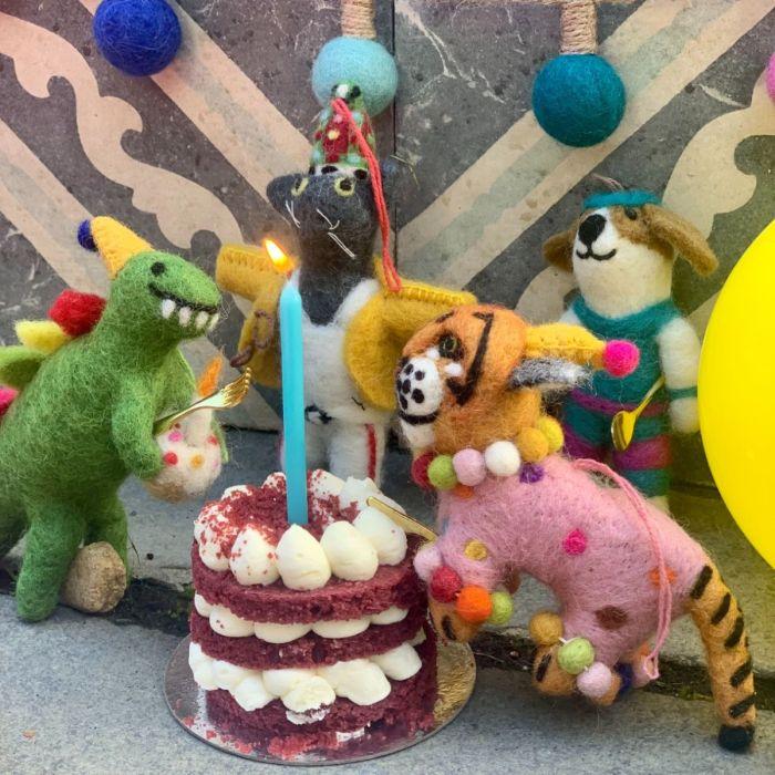 Felt So Good Handmade Felt Happy Birthday Dino Hanging Present Party Decoration