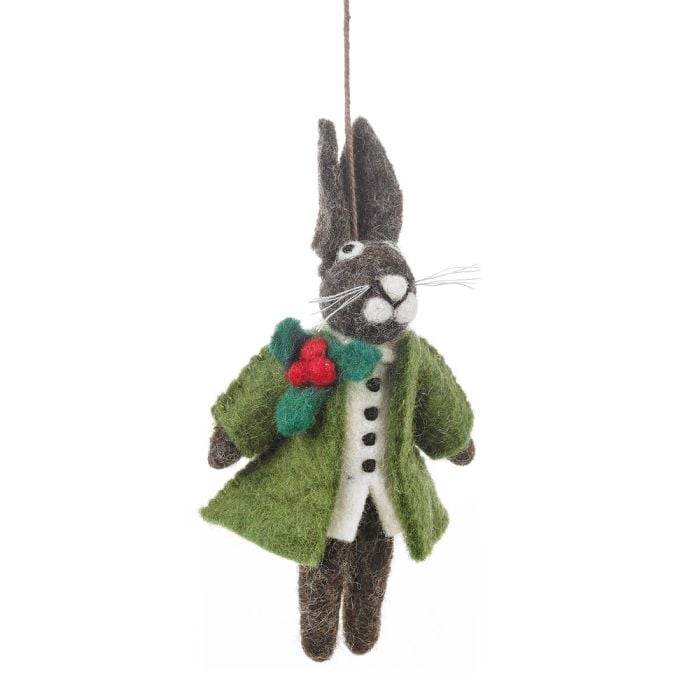 Felt So Good Handmade Felt Hector Christmas Hare Hanging Decoration