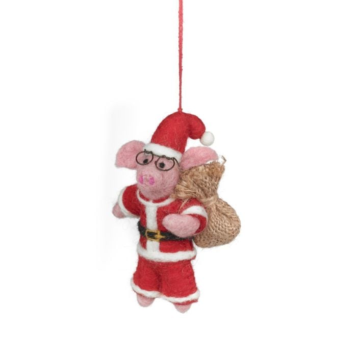 Felt So Good Handmade Felt Ho Ho Hog Christmas Pig Hanging Decoration
