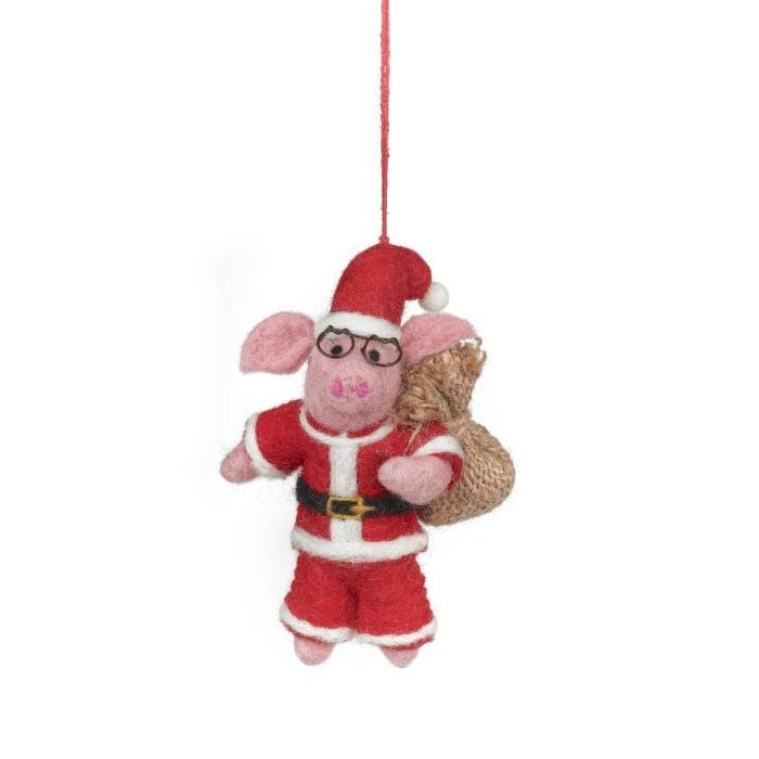 felt so good Handmade Felt Ho Ho Hog Christmas Pig Hanging Decoration