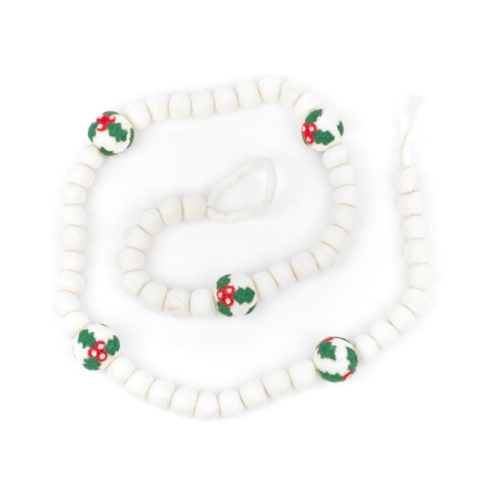 felt so good Handmade Felt Holly Bauble Garland Christmas Decoration