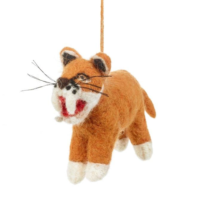 felt so good Handmade Felt Hunter the Sabre Tooth Tiger Hanging Decoration