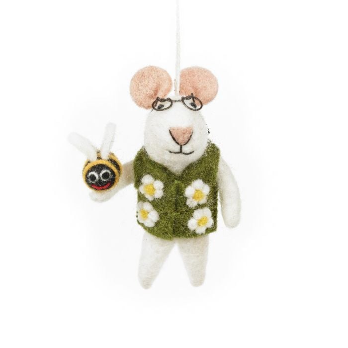 felt so good Handmade Felt Isaac the Mouse Hanging Bumblebee Decoration