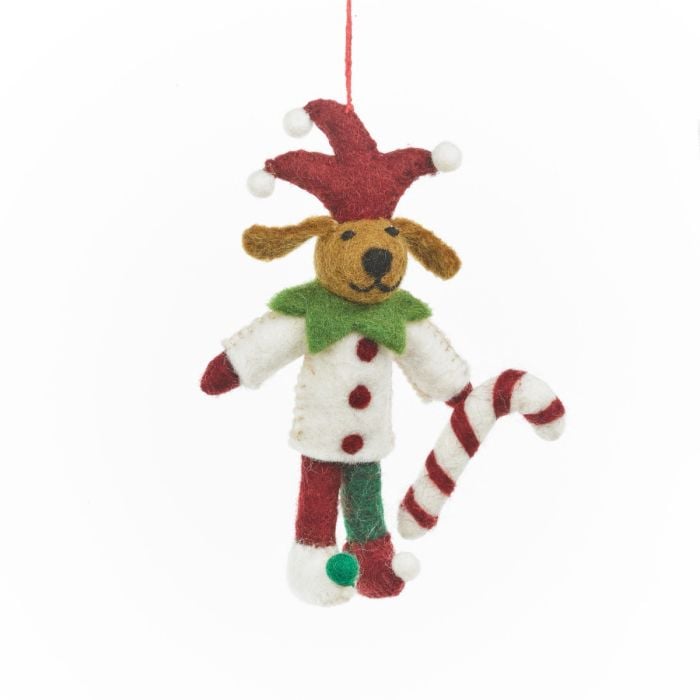 felt so good Handmade Felt Jingle Bells Jester Dog Hanging Decoration
