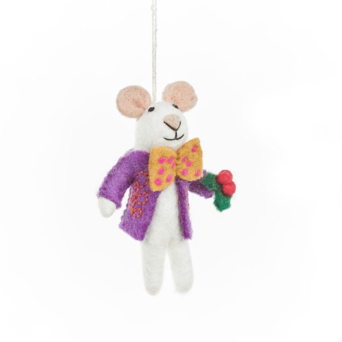 felt so good Handmade Felt Jingle Whiskers Christmas Mouse Hanging Decoration