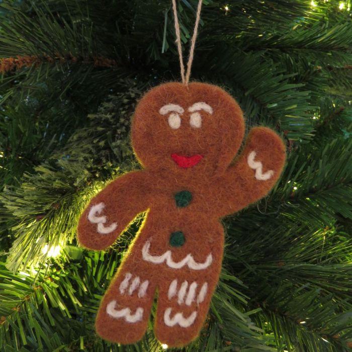 Felt So Good Handmade Felt Jolly Gingerbread Man Hanging Christmas Decoration
