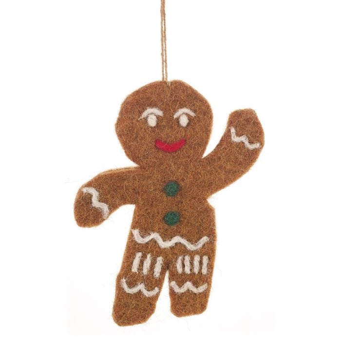 felt so good Handmade Felt Jolly Gingerbread Man Hanging Christmas Decoration