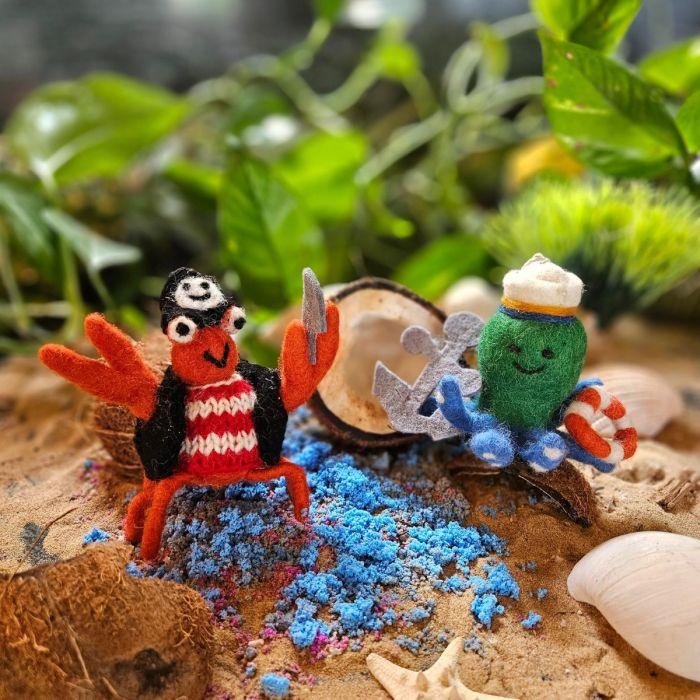 Felt So Good Handmade Felt Jolly Rodger The Crab Sealife Hanging Decoration