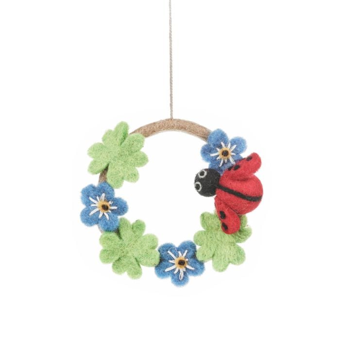 felt so good Handmade Felt Ladybird Mini Wreath Hanging Decoration