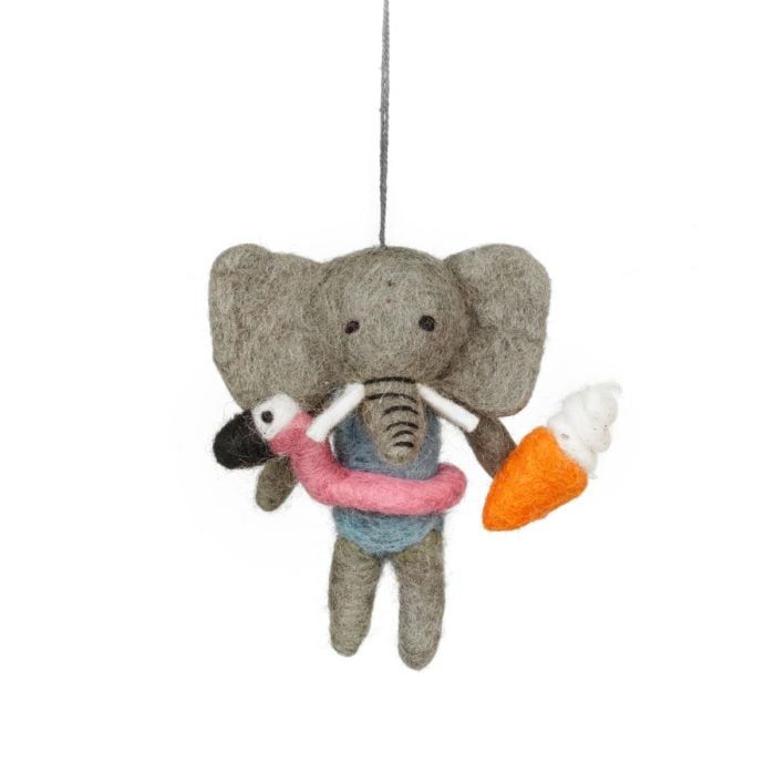 Felt So Good Handmade Felt Leila The Summer Elephant Sealife Hanging Decoration