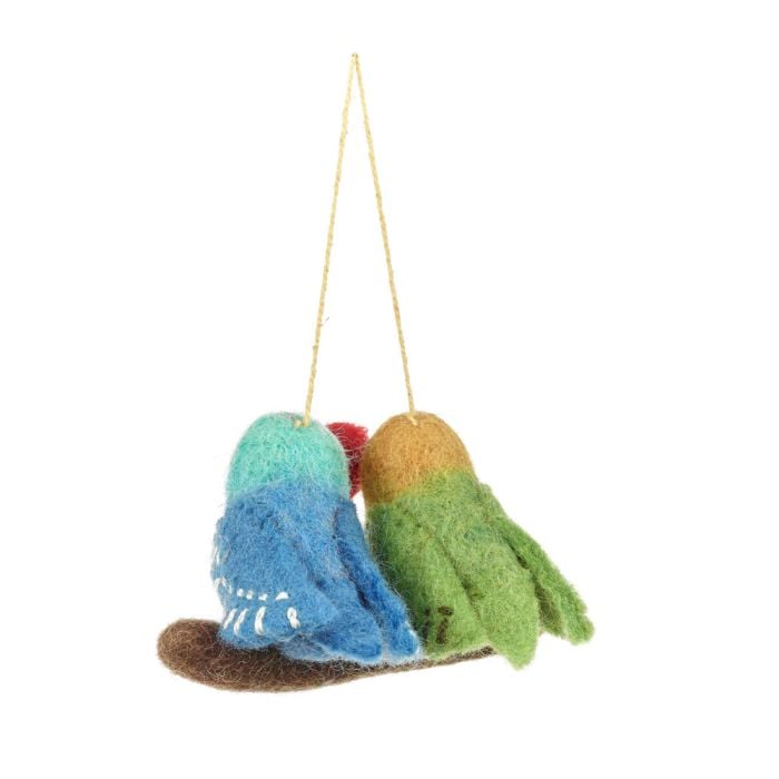 Felt So Good Handmade Felt Lovebirds Hanging Budgie Bird Valentines Decoration