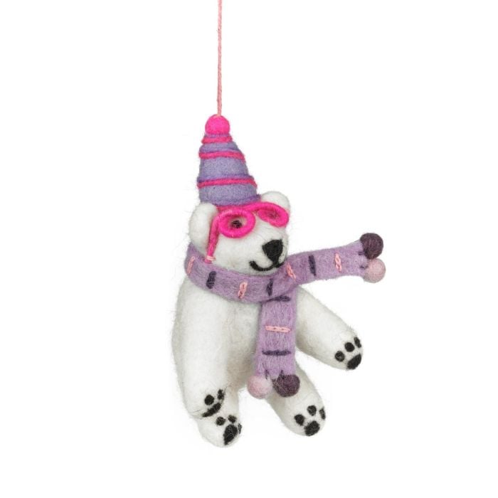 Felt So Good Handmade Felt Luna The Polar Bear Arctic Hanging Decoration