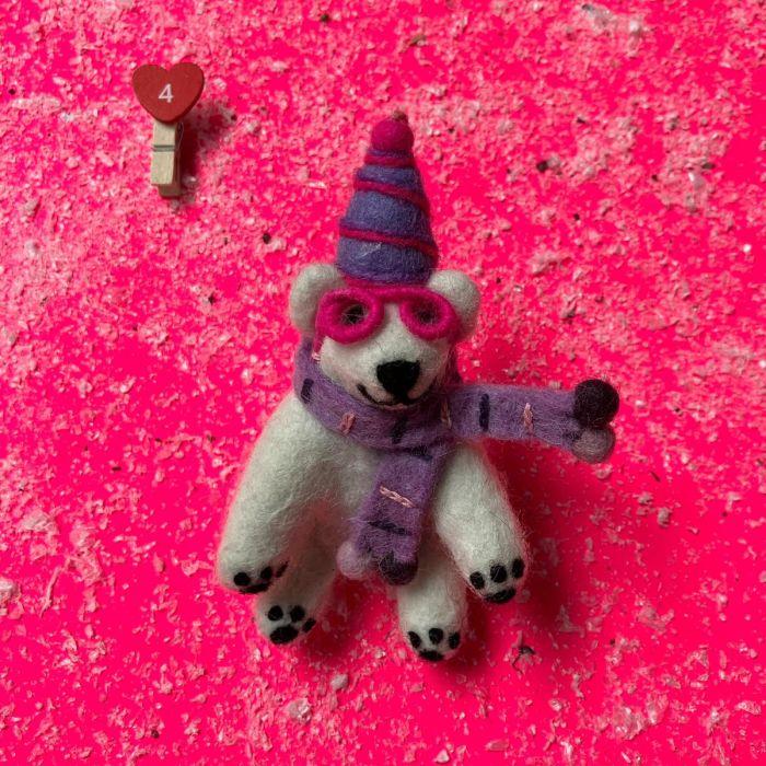 Felt So Good Handmade Felt Luna The Polar Bear Arctic Hanging Decoration