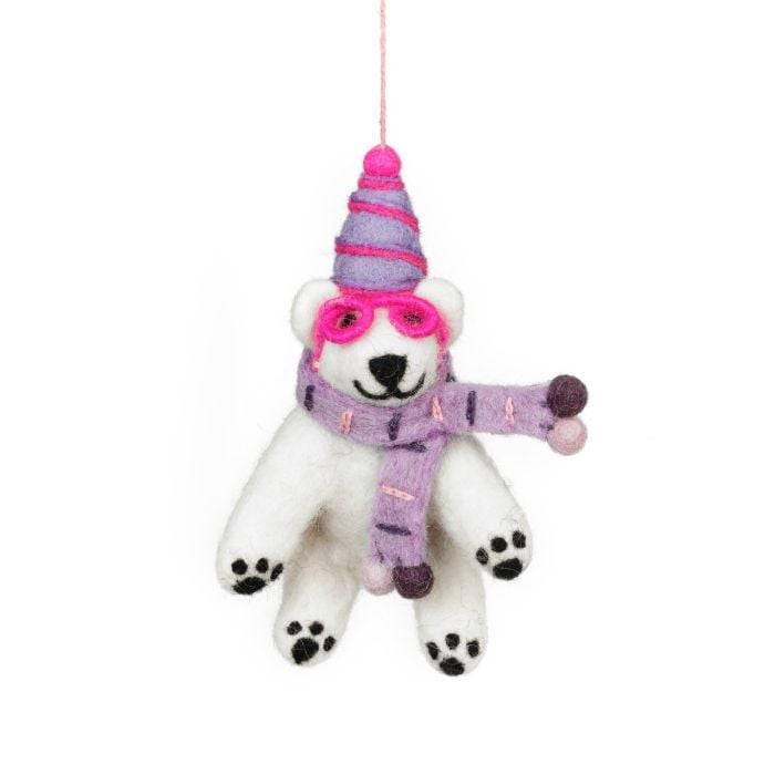 felt so good Handmade Felt Luna the Polar Bear Arctic Hanging Decoration