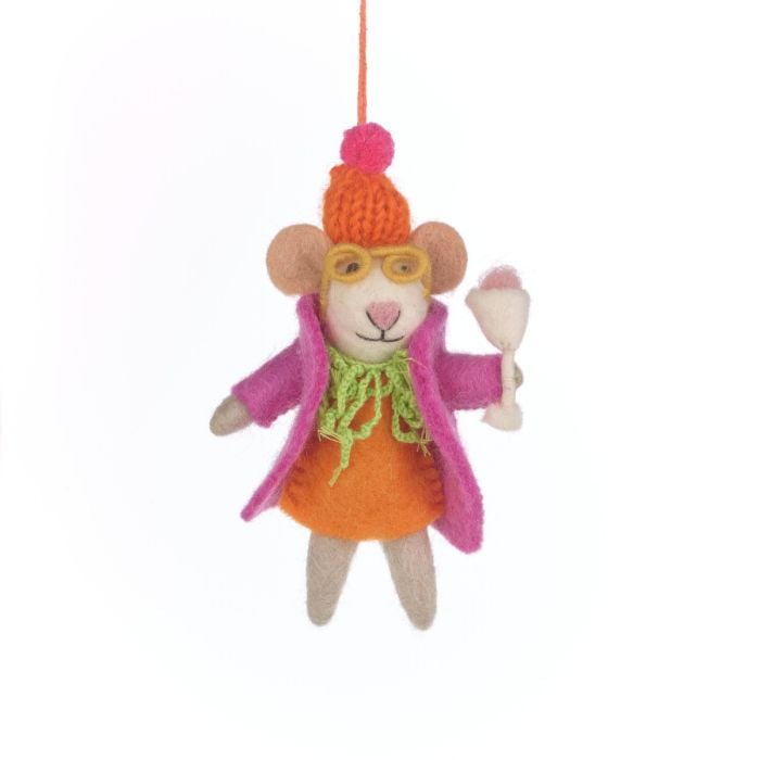 felt so good Handmade Felt Margie the Merry Mouse Hanging Christmas Decoration