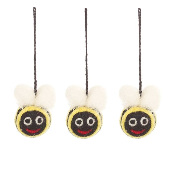 felt so good Handmade Felt Mini Bumblebees Set of 3 Hanging Decorations
