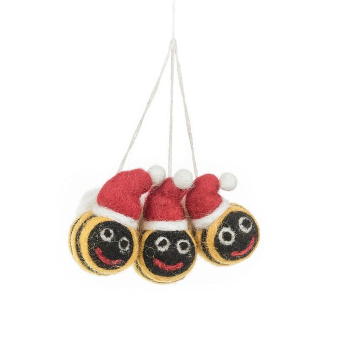 Felt So Good Handmade Felt Mini Christmas Bee's (Set Of 3) Hanging Tree Decorations