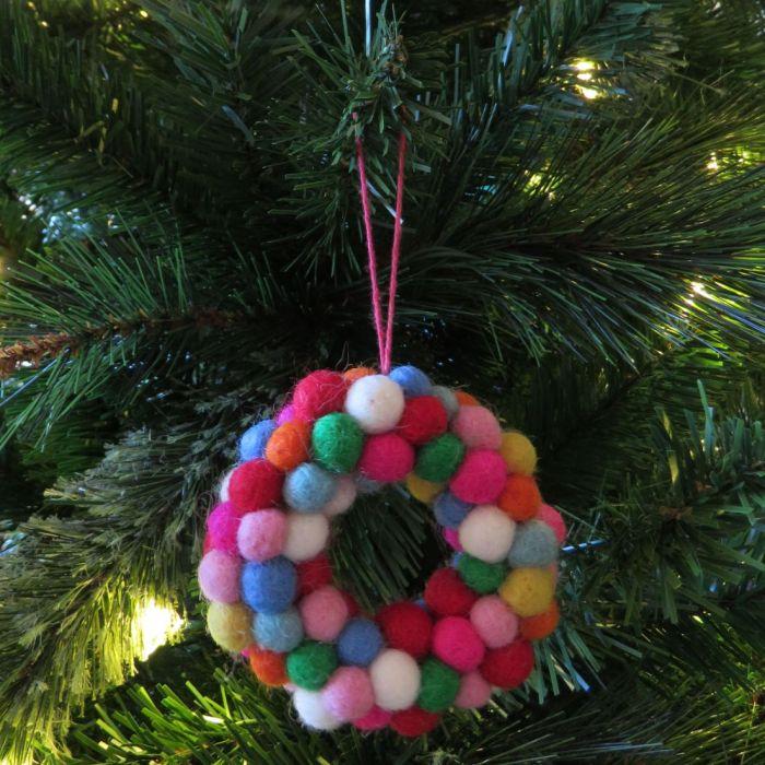 Felt So Good Handmade Felt Mini Christmas Multi-coloured Wreath Hanging Decorations