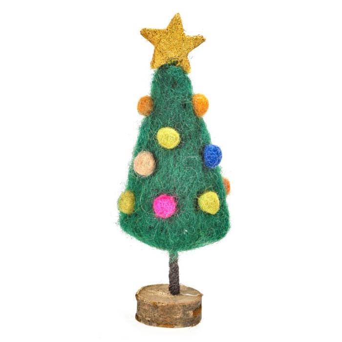 Felt So Good Handmade Felt Mini Christmas Tree On Wooden Stand Standing Decoration