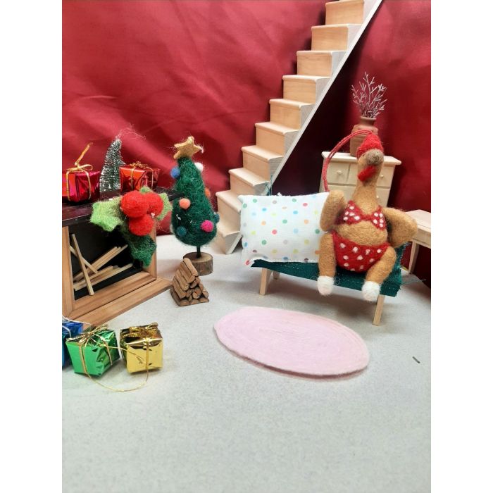 Felt So Good Handmade Felt Mini Christmas Tree On Wooden Stand Standing Decoration