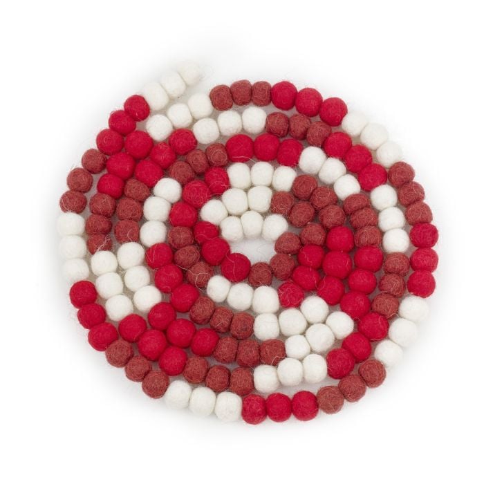 Felt So Good Handmade Felt Mini Crimson Pom Pom Garland Home Decoration