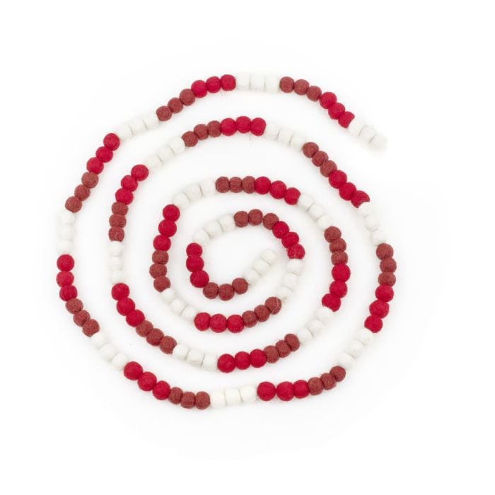 felt so good Handmade Felt Mini Crimson Pom Pom Garland Home Decoration